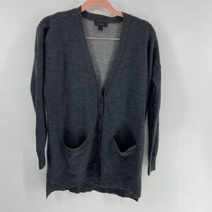 J. Crew Charcoal Gray V neck Long button Wool Cardigan Sweater womens xs